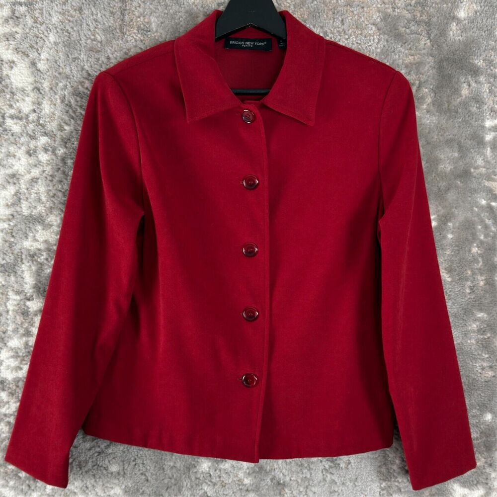 Briggs New York Petites Size Sp Button Blazer Jacket Red Long Sleeve Padded